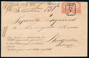 1872 4 db Réznyomat 5kr ajánlott levélen ARAD - Borosjenő (1 bélyeg sérült / 1 stamp damaged)
