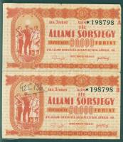 1950. Állami sorjegy 60.000Ft-ról párban A+B szelvény T:III R!