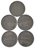 Románia 1943. 100L Ni-Fe "I. Mihály" (3x) + 1944. 100L Ni-Fe "I. Mihály" (2x) T:...