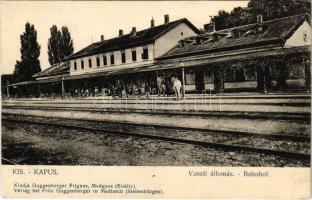 1911 Kiskapus, Kis-Kapus, Kleinkopisch, Copsa Mica; Vasútállomás. Guggenberger Frigyes kiadása / Bahnhof / railway station (EK)