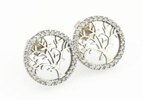 Ezüst(Ag) életfás fülbevalópár, jelzett, d: 1,5 cm, bruttó: 1,9 g