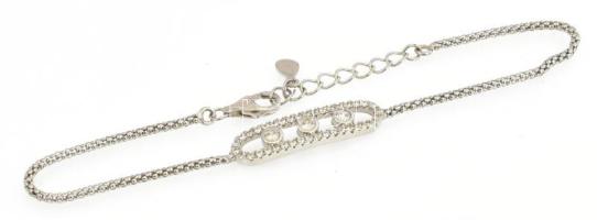 Ezüst(Ag) karkötő apró kövekkel, jelzett, h: max. 19 cm, bruttó: 2,96 g