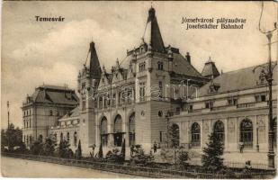 1906 Temesvár, Timisoara; Józsefvárosi pályaudvar, vasútállomás / Josefstädter Bahnhof / railway station (EK)