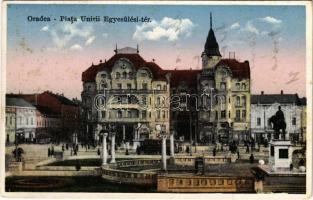 Nagyvárad, Oradea; Piata Unirii / Egyesülési tér, villamos / square, tram + 1940 Nagyvárad visszatért So. Stpl. (EK)