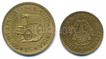 Dél-Afrika 1961. 1c sárgaréz + 1962. 1/2c sárgaréz T:AU,XF South Africa 1961. 1 Cent brass + 1962. 1/2 Cent brass C:AU,XF Krause KM#56, KM#57
