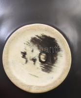 Retro iparművészeti váza és kínáló, formaszámmal jelölt, hibátlan, h: 27,5 cm, m: 20 cm