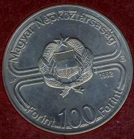 1982. 100Ft "Labdarúgó VB" T:BU Eredeti tokban, tanúsítvánnyal! Tok sérült!