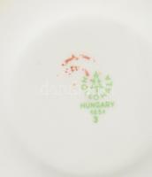 Hollóházi retro színes mokkás készlet, hiányos, kopással, jelzéssel