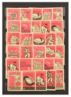 Gyufacímke-gyűjtemény berakóalbumban, kb. 238 db vegyes magyar és külföldi gyufacímke