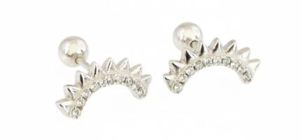 Ezüst(Ag) apró köves fülbevalópár, jelzett, h: 1,5 cm, csavaros dugóval, bruttó: 1,95 g