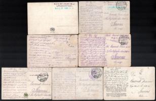 cca 1915-18 7 db I. világháborús tábori postai képeslap, vitéz Csepregi (Czesznak) János levelezése, többségében K. u.k. Infanterie Regiment (gyalogezred) 101 bélyegzővel, egy kivételével Szarvasra postázva