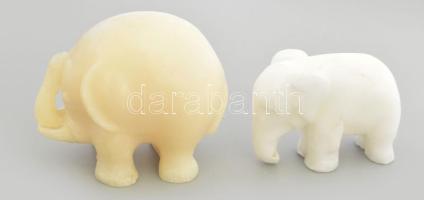 2 db elefánt figura (achát, alabástrom), 4 - 6 cm