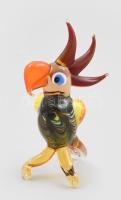 Murano papagáj figura, jelzés nélkül, hibátlan, m: 10,5 cm