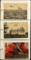 REPÜLŐGÉPEK - 70 db régi külföldi képeslap vegyes minőségben albumban / AIRCRAFTS - 70 pre-1945 mostly French and British postcards in mixed quality in an album