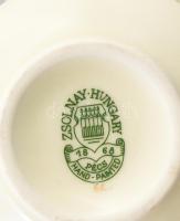 Zsolnay pillangómintás porcelán váza, kézzel festett, jelzett, hibátlan, m: 11,5 cm