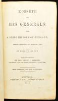 De Puy, Henry W.: Kossuth and his generals. With a brief history on Hungary, select speeches of Kossuth, etc. With an introduction by hon. Henry J. Raymond. With portraits and a map of Hungary.  Buffalo, 1852. Phinney &amp; Co. 1 t. (címkép, Kossuth portréja, acélmetsz.)+XX+25-408 p.+6 t. (ebből 1 térk., Kossuth, Bem, Görgey és Klapka portréi, valamint Kossuth családja, fametszetek). Kiadói vászonkötésben, ragasztott, megviselt.