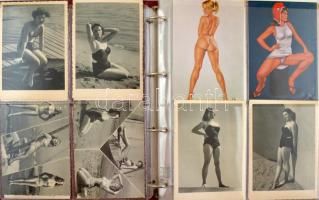 Kb. 150 db MODERN motívum képeslap albumban: erotikus meztelen Pin-up lányok / Cca. 150 modern motive postcards in an album: erotic nude Pin-up girls