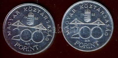 1992. 200Ft Ag "MNB" (2x) T:BU,2