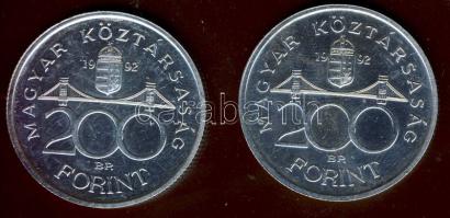 1992. 200Ft Ag "MNB" (2x) T:BU,2