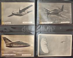 Kb. 100 db MODERN motívum képeslap albumban: katonai repülőgépek. Vegyes minőség / Cca. 100 modern motive postcards in an album: military aircrafts