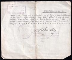 1944 Hitelesített másolat Lovas Sándor munkaszolgálatos okmányáról, 16,5x13,5 cm