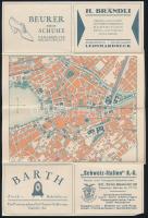 cca 1900-1910 Central-Hotel Zürich mini reklámprospektus, kihajtható térképpel, hirdetésekkel, kihaj...