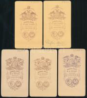 cca 1860-1870 5 darab Borsos József vizitfénykép, 10,5x6 cm