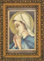 Jelzés nélkül: Imádkozó szent. Akvarell, papír. Dekoratív, üvegezett, kissé sérült fakeretben. 13×9 cm