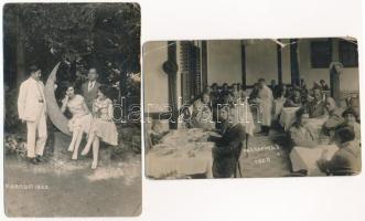 1929 Parád, fürdővendégek - 2 db régi fotó képeslap / 2 photo postcards