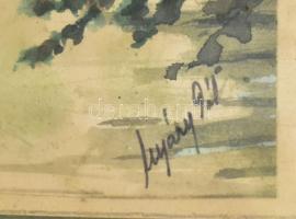 Nyáregyházi báró Nyáry Pál (?-?): Vízparti táj. Akvarell, papír. Jelezve jobbra lent. Üvegezett fake...