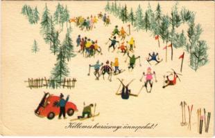 ~1968 Kellemes karácsonyi ünnepeket! Képzőművészeti Alap / Christmas greeting s: Gonda Zsuzsa - Rozs Endre (EK)