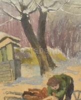 Nyáregyházi báró Nyáry Albert (1871-1933): Téli jelenet. Akvarell, karton. Jelezve jobbra lent. Üveg...