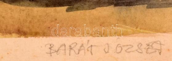 Barát József (?-): Őszi táj. Akvarell, papír. Jelezve jobbra lent. Apró foltokkal. Üvegezett keretbe...