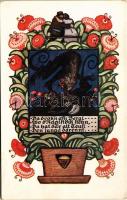 Német szecessziós bizarr mese illusztráció, ördögök / German Art Nouveau bizarre illustration, devils. Deutscher Schulverein Karte Nr. 601. (fl)