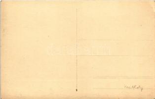 Keszthely, étterem kertje. "Ma este nagy halvacsora" reklámtábla. Mérei, photo