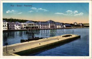 Pola, Pula; Brioni, panorama, port, steamship. G.C. Pola 1918.