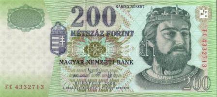 2006. 200Ft "FC" (3x) egymásutáni, illetve kis ugrású sorszámokkal T:I