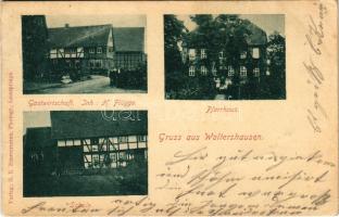 1906 Woltershausen, Pfarrhaus, Gastwirtschaftl. Inh.: H. Flügge, Schule / parish, restaurant, school (EK)