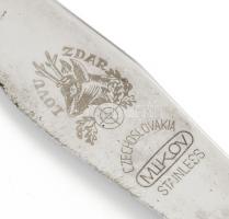 Cseh Milkov vadásztőr, jelzett, 24 cm, eredeti bőr tokkal, kissé laza gyűrű