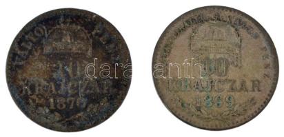 1869KB 10kr Ag "Magyar Királyi Váltó Pénz" + 1870KB 10kr Ag "Váltó Pénz" T:F pat...