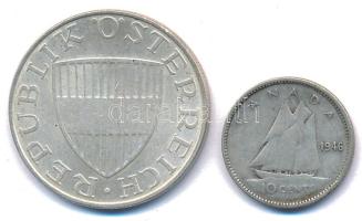 Vegyes: Ausztria 1972. 10Sch Ag + Amerikai Egyesült Államok 1946. 10c Ag "Roosevelt" T:AU,...