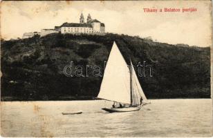 1910 Tihany, a Balaton partján, vitorlás (fl)