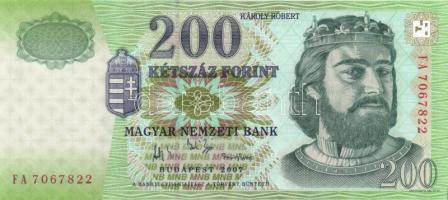 2007. 200Ft "FA" (3x) egymásutáni sorszámokkal T:I