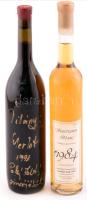 2 üveg bor: 1984 Sauvignon Blanc, Gombai Nagy Tibor pincészete, bontatlan, 12,5% + 1991 Villányi Merlot, címke nélkül, bontatlan, pincében szakszerűen tárolt
