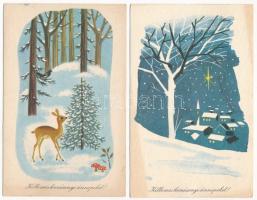 50 db MODERN magyar retro grafikai képeslap vegyes minőségben. Képzőművészeti Alap: karácsonyi üdvözlet / 50 modern Hungarian retro graphic postcards in mixed quality: Christmas greeting