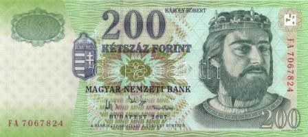 2007. 200Ft "FA" (3x) egymásutáni sorszámokkal T:I
