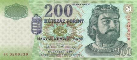 2007. 200Ft "FC" (3x) egymásutáni sorszámokkal T:I