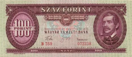 1960. 100Ft hátlapi látványos nyomdahibával T:I