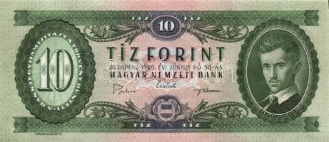 1969. 10Ft (3x) mindháromnál hátlapi képeltolódás balra, sorszámok jóval feljebb állnak, mint a betű...