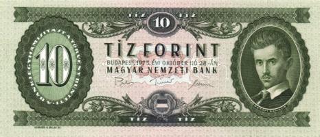 1975. 10Ft világos alapnyomattal T:I